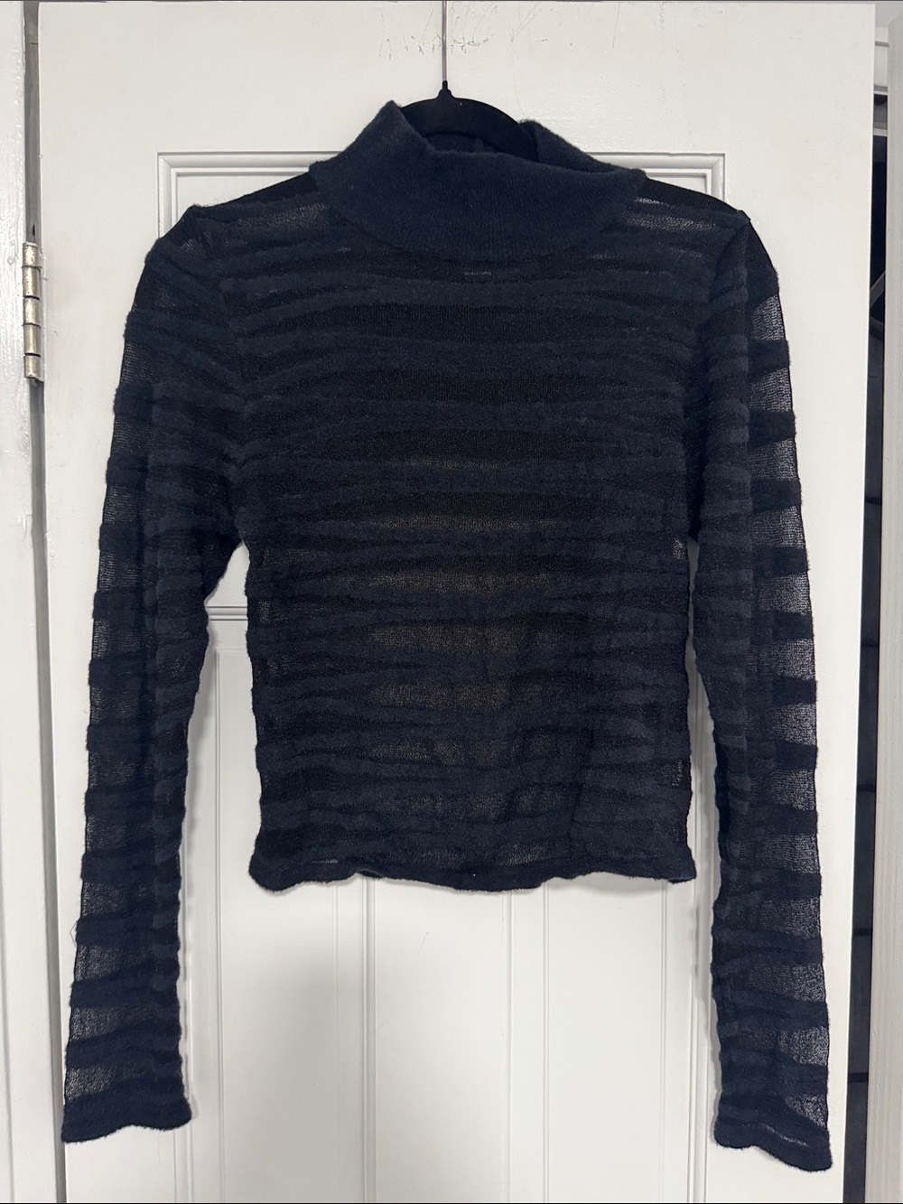ASOS Black Sheer Stripe Turtleneck Sweater